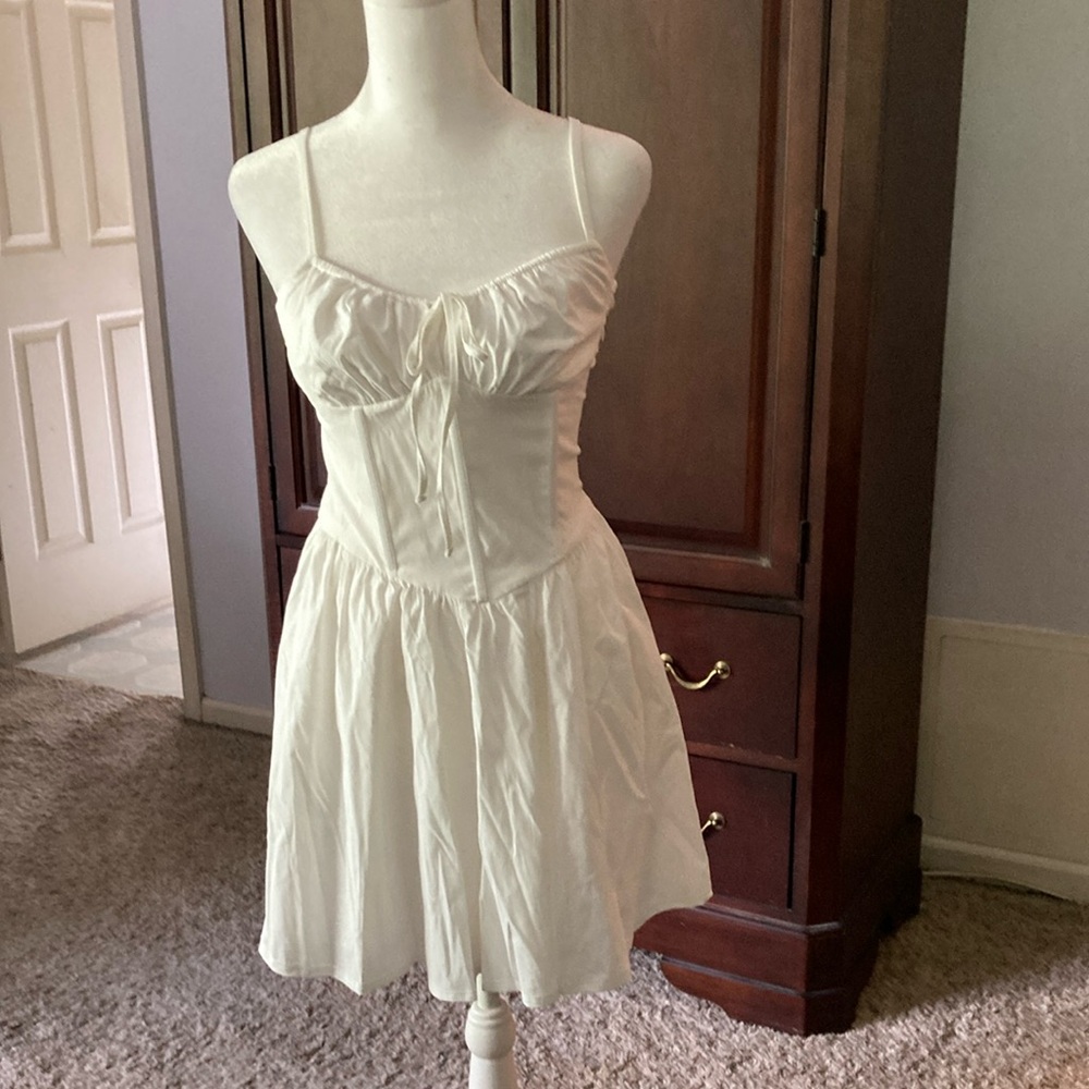 Garage Cream Drop Waist Corset Dress